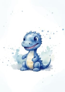 Cute Watercolor Dinosaur 