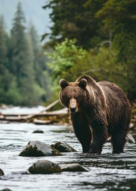 Brown Bear Wild Stream