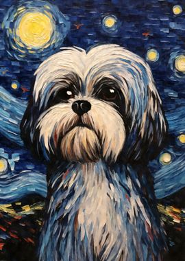 Shih Tzu Dog Starry Night