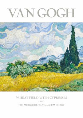 Wheat Field With Cypresses