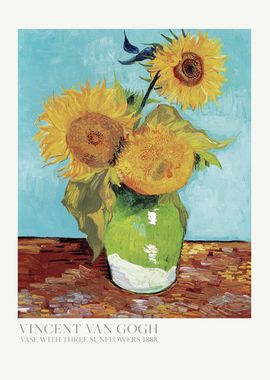 Vase With Three Sunflowers