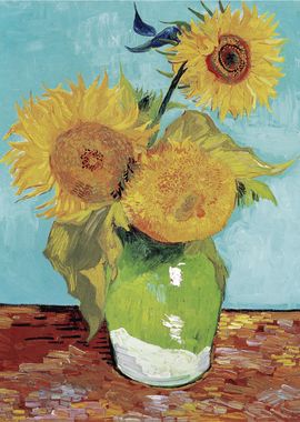 Vase With Three Sunflowers