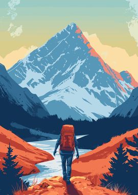 Retro mountain hiking