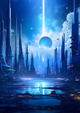 Futuristic Blue Moonlight