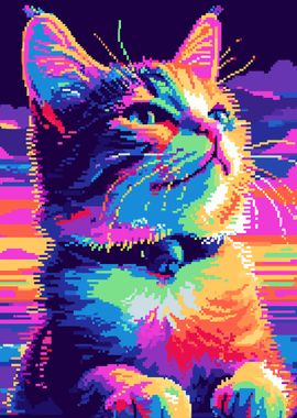 Pop Art Cute Cartoon Cat