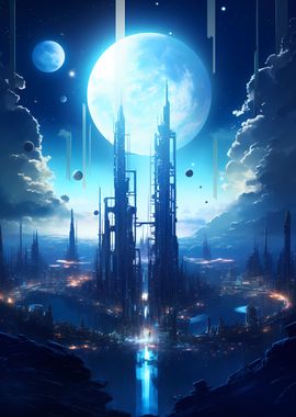 Futuristic Blue Moonlight