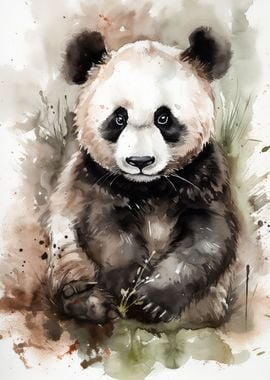 Panda in watercolor