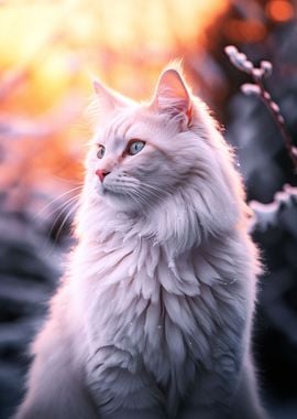 White Cat in Snow