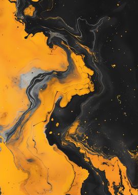 Gold Black Abstract Art