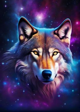 'Space Wolf' Poster, picture, metal print, paint by Gon Poster | Displate