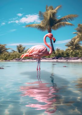 A Coastal Pink Flamingo