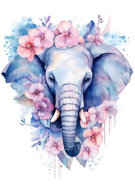 Elephant with Flowers