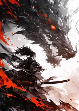 Dragon Samurai Silhouette