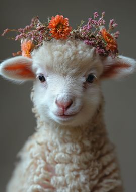 Sheep Flower Crown Print