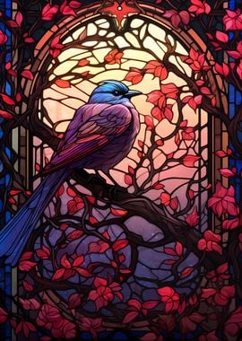 Raven Stained Glass Style