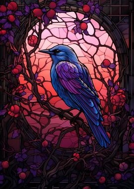 Raven Stained Glass Style