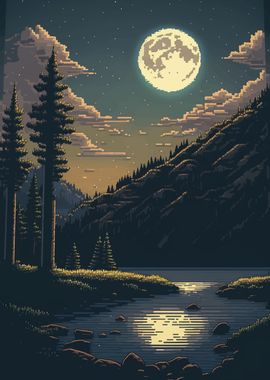 pixel art moon