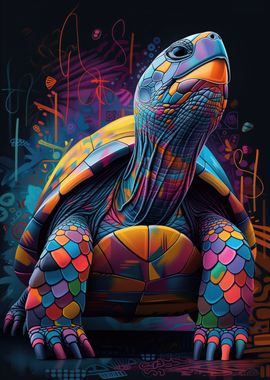 Colorful Turtle Poster