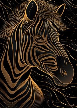 Line Art Zebra Shine