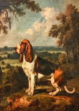 Basset Hound Vintage Oil