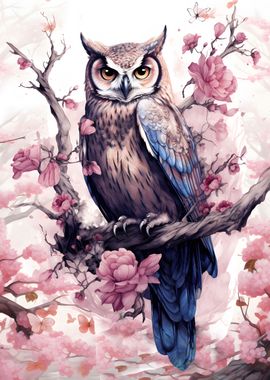 Cherry blossom Owl 