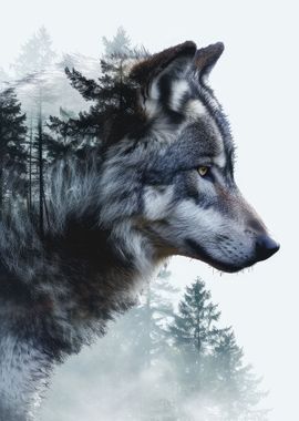 Double Exposure Wolf