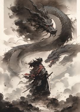 Vintage Samurai Dragon