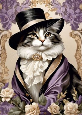 Elegant Victorian Cat Art