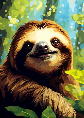 Cute Sloth Face Pixel Art