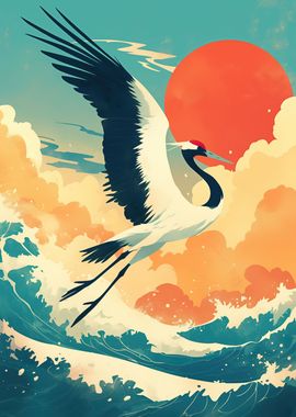 Japanese Crane Poster