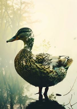 Duck Double Exposure Lake