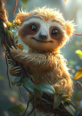 A Cute Cartoon Sloth 