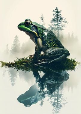 Frog Double Exposure Lake