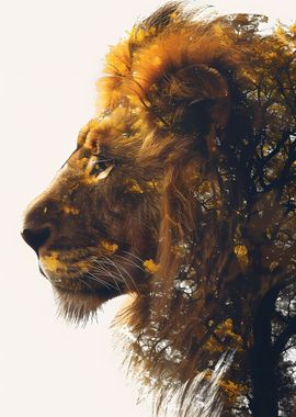 Lion Double Exposure