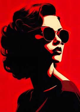 Woman Red Glasses