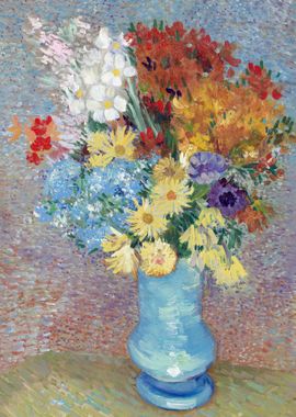 Flowers in a blue vase