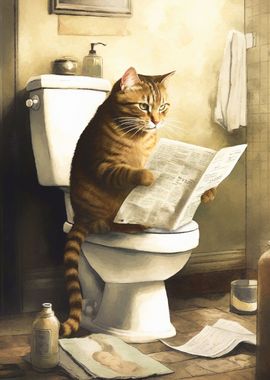 Funny Cat reading news