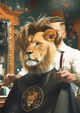 Lion at the barbershop