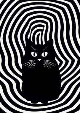 Black White Hypno Cat