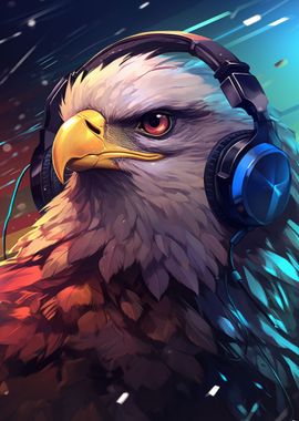 Eagle with Headphones