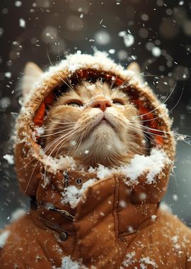 Winter Snow Adorable Cat