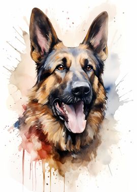 German Shepherd Watercolor