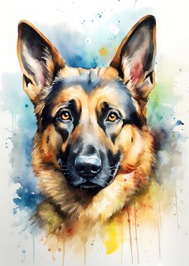 German Shepherd Watercolor