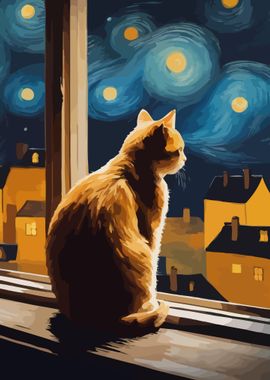 Starry Night Cat 