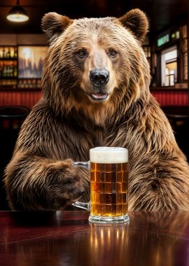 funny bear drinking beer