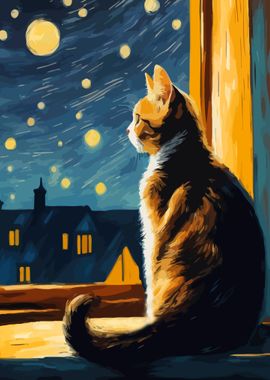 Starry Night Cat 