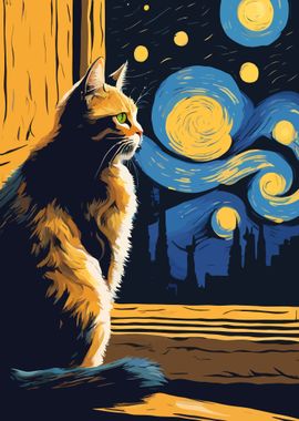 Starry Night Cat 