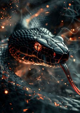 black snake of flames