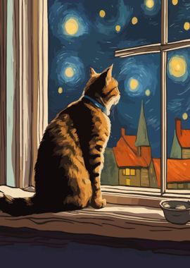 Starry Night Cat 