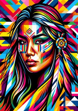 Native American girl  wpap